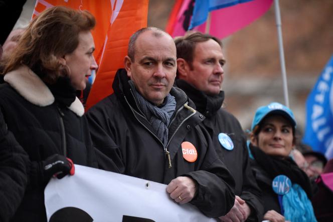 Laurent Berger, durante una jornada de manifestación contra la reforma de las pensiones, en París, el 31 de enero de 2023.