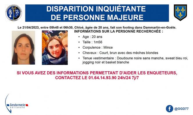 L’appel à témoins pour « disparition inquiétante » de la gendarmerie. 