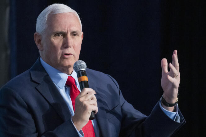 Former U.S. Vice President Mike Pence, during an appearance at the National Review ideas summit, March 31, 2023, in Washington, DC. 