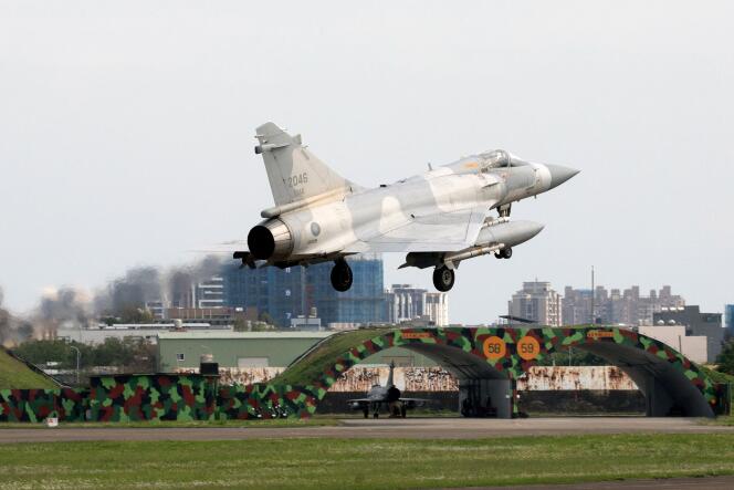 A Taiwanese Air Force Mirage 2000 fighter jet at Hsinchu Air Base in Taiwan on April 9
