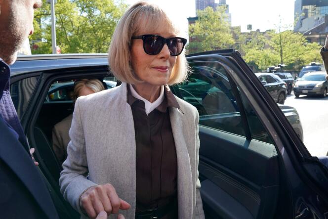Writer E.  Jean Carroll arrives in federal court on April 25, 2023 in Manhattan, New York.