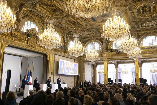 La conférence nationale du handicap, à l’Elysée, à Paris, le 26 avril 2023.