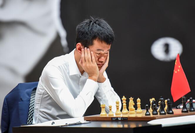 Chinese grandmaster Ding Liren, April 29, 2023 in Astana, during the World Chess Championship.