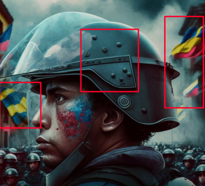 Amnesty International a choisi, pour protéger les manifestants, d’illustrer les violences policières en Colombie par des photos générées par intelligence artificielle. 
