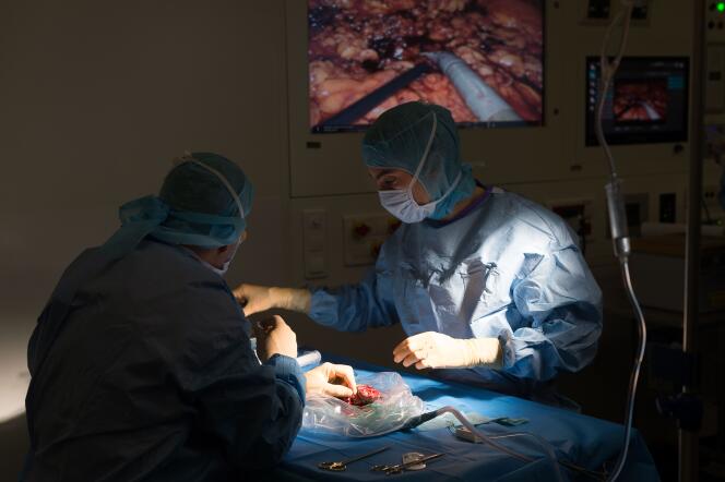 Durante un trasplante de riñón en urología, en Niza, en abril de 2018.