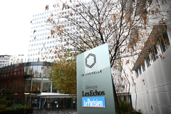 Le siège du Groupe Les Echos-Le Parisien, à Paris, le 20 décembre 2022. 