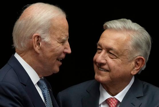 El presidente de los Estados Unidos, Joe Biden, y el presidente de México, Andrés Manuel López Obrador, en el Palacio Nacional de la Ciudad de México el 9 de enero de 2023.