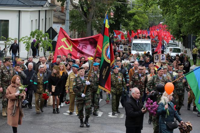 Manifestación en Chisinau, Moldavia, el 9 de mayo de 2023, por el 78º aniversario de la victoria sobre la Alemania nazi.