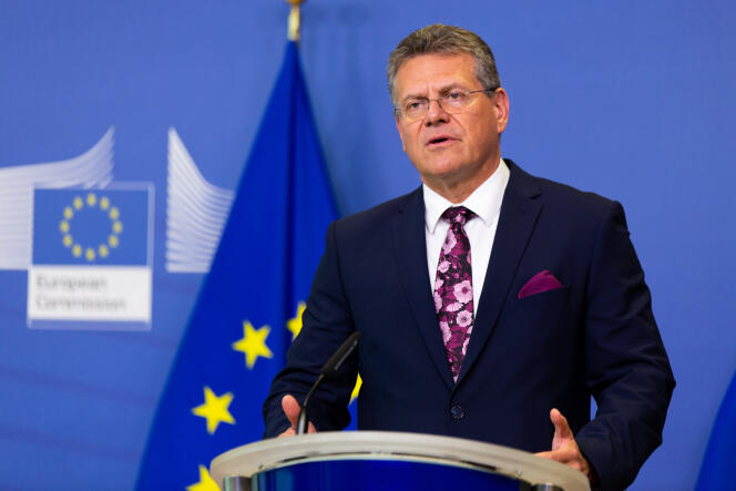 Le vice-président de la Commission européenne, Maros Sefcovic, à Bruxelles, le 10 mai 2023.