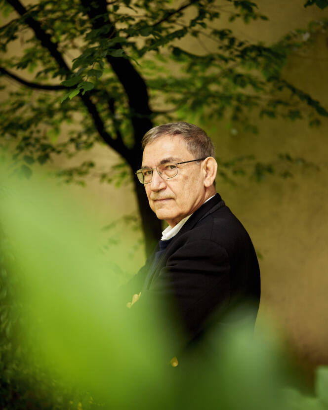 Turkish writer Orhan Pamuk, at the Hogut Foundation of the College of France, in Paris, May 11, 2023.  