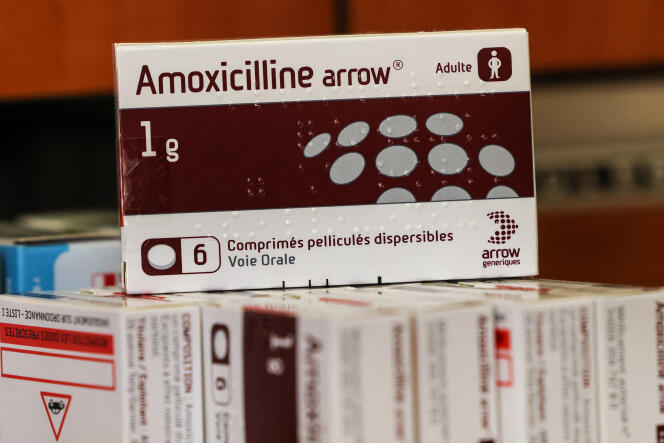 Des comprimés d’amoxicilline, dans une pharmarcie de Toulouse, le 18 novembre 2022.