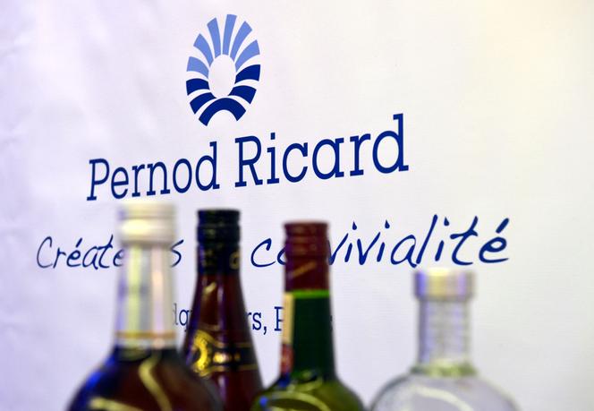 The logo of French distilled beverage company Pernod Ricard during a presentation on February 11, 2016.