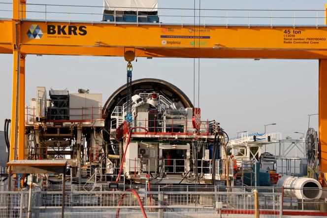 A drilling machine on the construction site of the Grand Paris Express metro line 17, in Bonneuil-en-France (Val-d'Oise), September 18, 2020