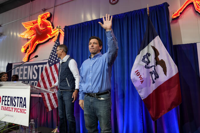 Florida Governor Ron DeSantis at a fundraising picnic in Sioux Center, Iowa, on Saturday, May 13, 2023.