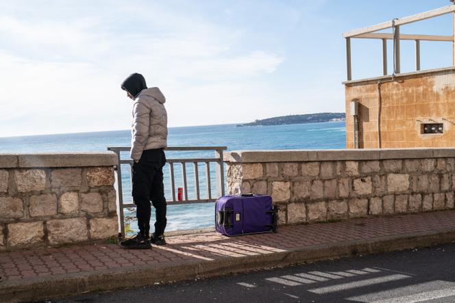A young migrant is turned back at the French border post at the San Luigi bridge in Ventimiglia, northwestern Italy, on January 18, 2023.