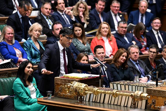 Britain's Prime Minister Rishi Sunak speaks in the House of Commons in London on May 10, 2023.