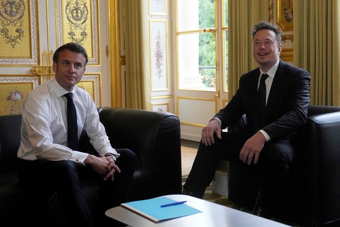 Elon Musk meets with France's President Emmanuel Macron at the Elysée Palace in Paris on May 15, 2023.