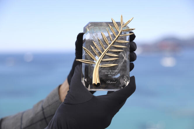 The Palme d'Or at the 76th Cannes Film Festival, designed by jeweler Chopard, in Cannes, May 16, 2023.
