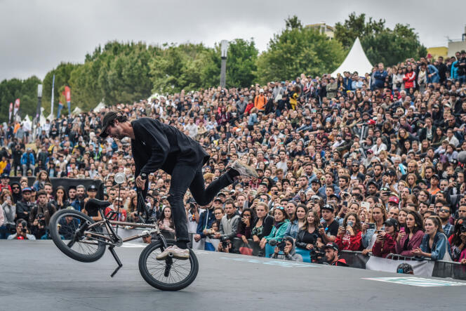 Matthias Dandois, durante la competencia de estilo libre de BMX en el Festival Internacional de Deportes Extremos, en Montpellier, el 12 de mayo de 2018.