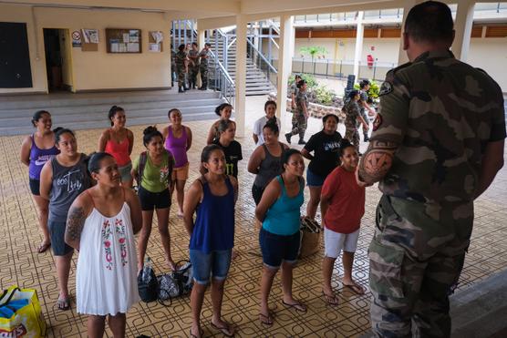 Jornada de bienvenida a los nuevos reclutas del Servicio Militar Adaptado, en Papeete, Polinesia Francesa, en octubre de 2019.