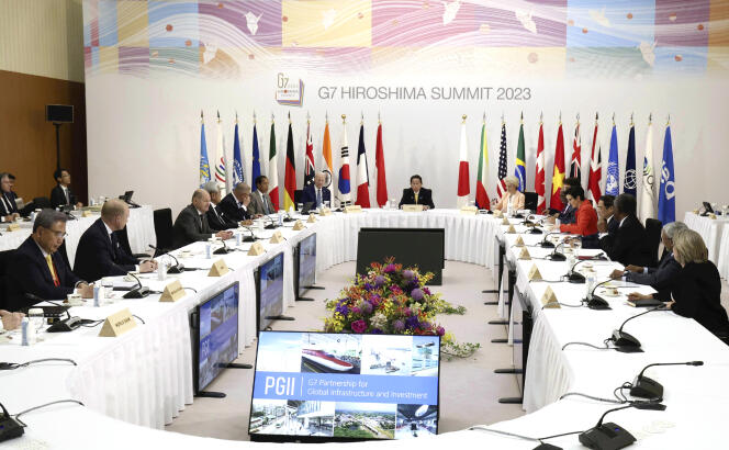 Les chefs d’Etat et de gouvernement du G7 réunis à Hiroshima, le 20 mai 2023.