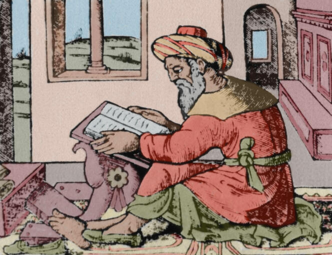 Le philosophe médiéval Averroès. Gravure du XVIe siècle, colorisée.