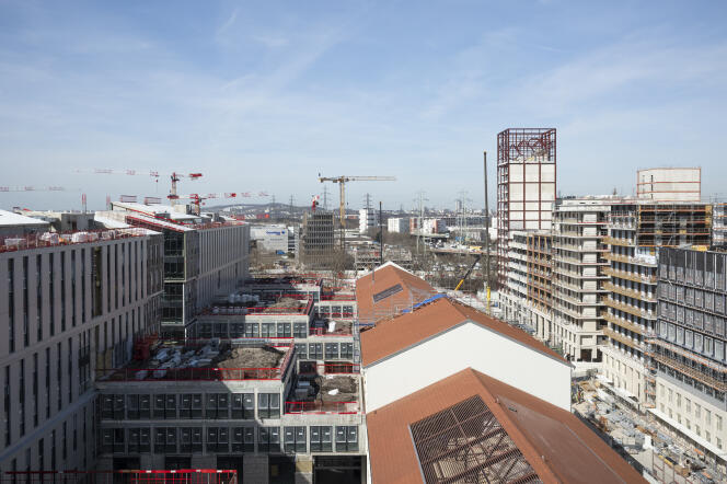 The construction site of the village of the athletes of the Games of Paris 2024, in Saint-Denis, on March 16, 2023.