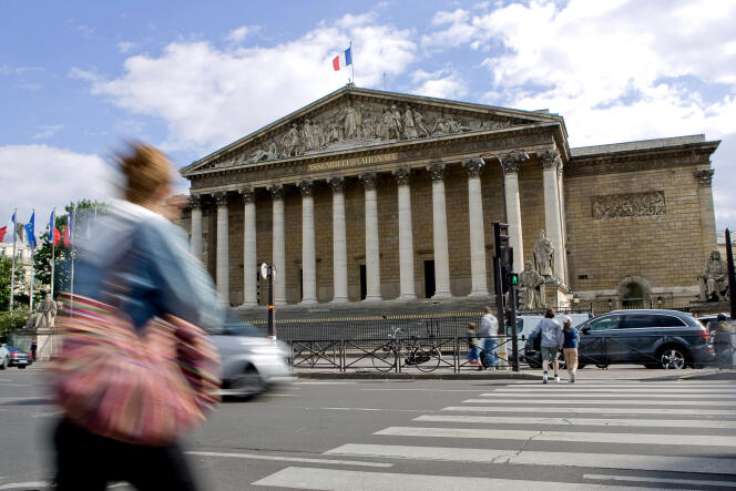 La façade de l’Assemblée nationale, à Paris.