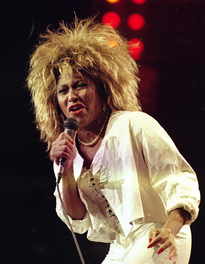 Tina Turner sur la scène du Madison Square Garden, à New York, le 1er août 1985.