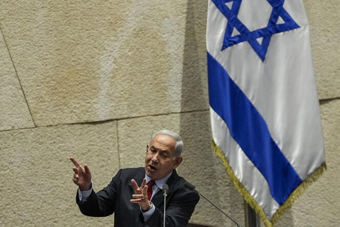 Israeli Prime Minister Binyamin Netanyahu in the Knesset, Tuesday, May 23, 2023.