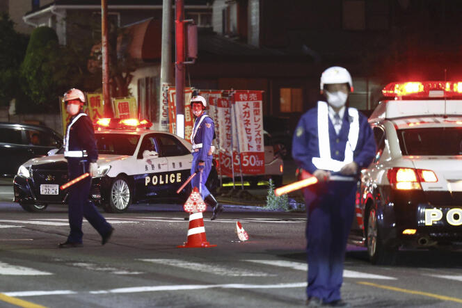 Police roadblock in Nakano (Japan), May 25, 2023.