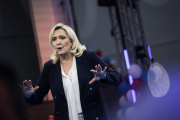 Marine Le Pen, présidente du groupe Rassemblement national à l’Assemblée nationale, au Havre, le 1er mai 2023.