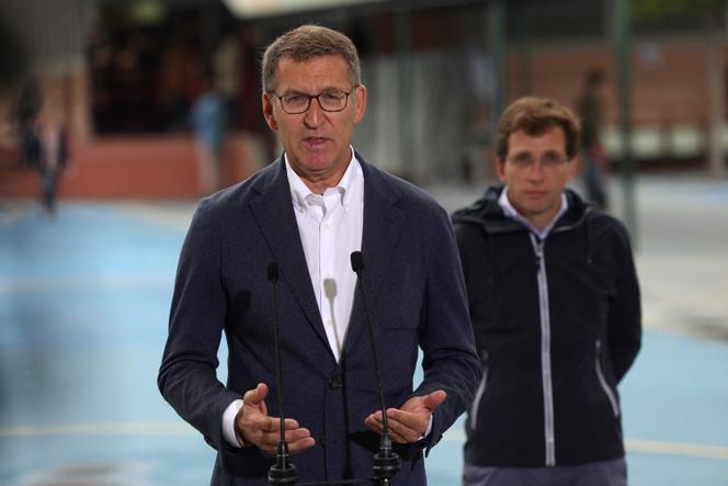 El líder del Partido Popular Alberto Nuñez Feijoo en Madrid el 28 de mayo de 2023.