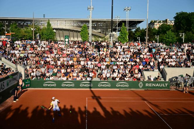 Lucas Pouille, during his first round match against the Austrian Jurij Rodionov, Sunday May 28, 2023, on court number 14 at Roland-Garros, in Paris. 