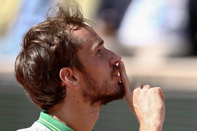 Russian tennis player Daniil Medvedev, during his match against Brazilian Thiago Seyboth Wild, on the third day of the Roland-Garros tournament, in Paris, May 30, 2023.   