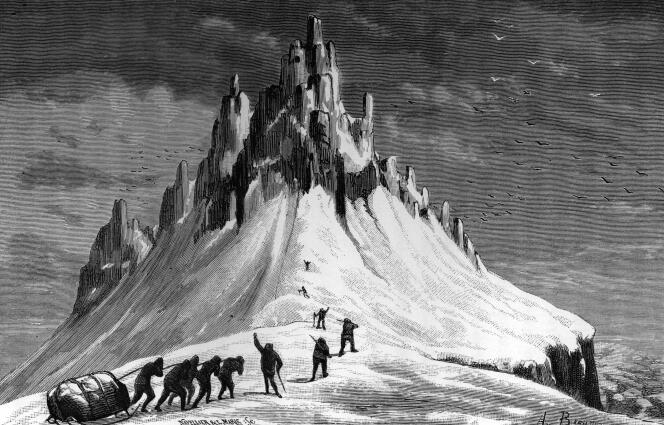 In search of the Franklin Expedition, in the Canadian Far North, in 1851. Engraving from “Voyages aux merspolares”, by Joseph-René Bellot (1880).
