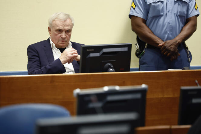 Former Belgrade spymaster Jovica Stanisic at the International Criminal Tribunal for the former Yugoslavia (ICTY) hearing which led to his sentence being increased to 15 years in prison, in The Hague, Netherlands , May 31, 2023. 