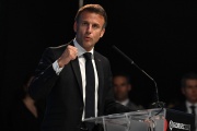 French President Emmanuel Macron at the Globesc forum in Bratislava, the capital of Slovakia, on May 31, 2023.