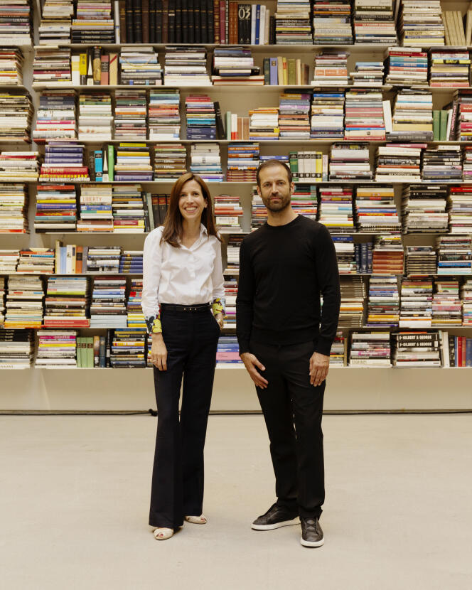 Solenne du Haÿs Mascré and Benjamin Millepied at the launch of the Paris Dance Project at the 7L bookstore, in Paris, on May 30, 2023.