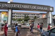 Students in front of the gates of the Cheikh-Anta-Diop University social campus, Dakar, June 2, 2023.