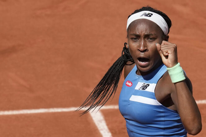 Coco Gauff during her match against Russia's Mirra Andreeva at Roland-Garros, June 3, 2023.