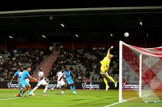 Durante el partido Ajaccio-Marseille, 3 de junio de 2023, en Ajaccio. (Foto de Pascal POCHARD-CASABIANCA / AFP)