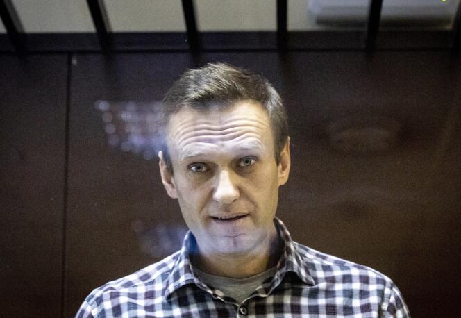 Alexei Navalny appears in a Moscow court in February 2021.