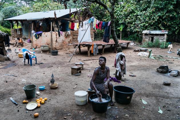 La casa de la familia de Ahwah en Sefwi Camp (suroeste de Ghana) el 19 de noviembre de 2022.