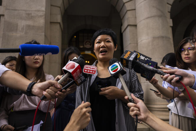 Journalist Bao Chui, in front of the Hong Kong High Court, June 5, 2023.