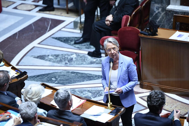 Elisabeth Borne at the National Assembly, in Paris, on June 6, 2023.