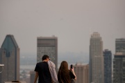 In Montreal, Quebec, smoke from the fires that have been ravaging Canada since early May can be seen from the top of Mount Royal Park on June 5, 2023.