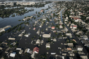 The Ukrainian city of Kherson flooded, a day after the destruction of the Kakhovka dam, on June 7, 2023.