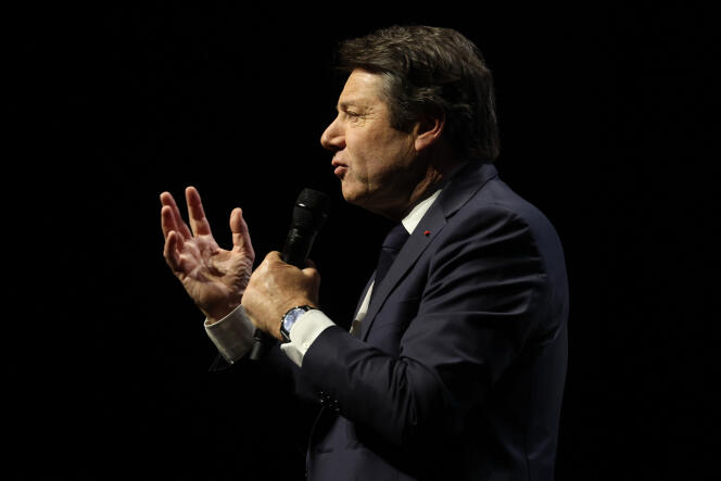 Chistian Estrosi, lors d’un discours prononcé dans le cadre de la campagne présidentielle, à Nice, en mars 2022.