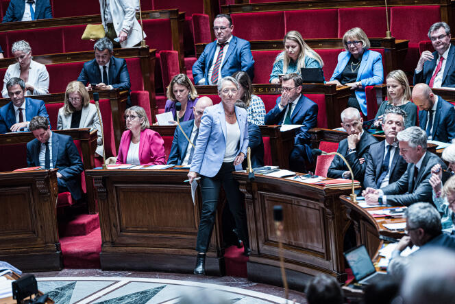 Prime Minister Elisabeth Borne at the National Assembly on June 6, 2023.